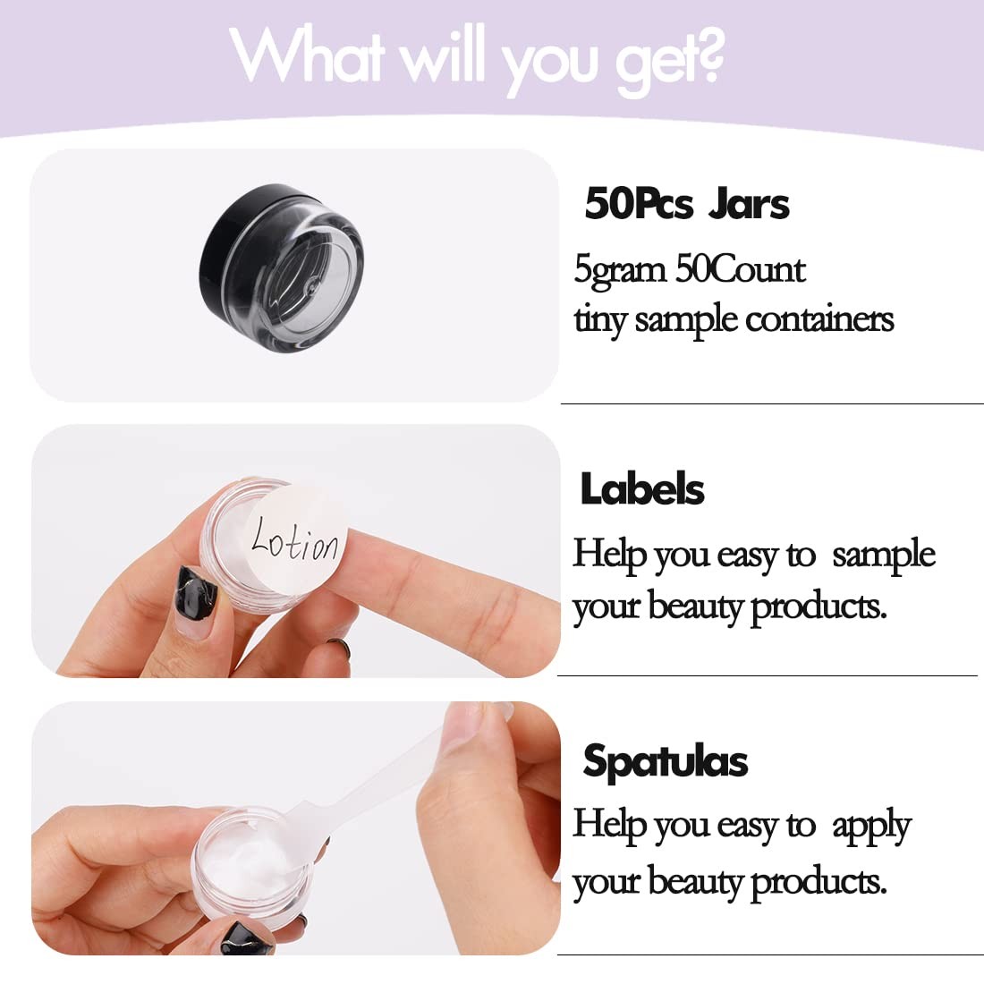 5 Gram Sample Containers with Lids, 50 Count 5ML Sample Jars, Empty Cosmetic …