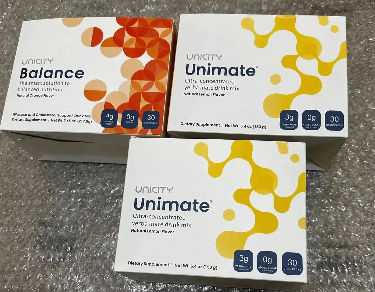 Unicity Unimate lemon 60 Pkt And 30 Balance Flavor 09/27 SEALED FREE SHIPPING