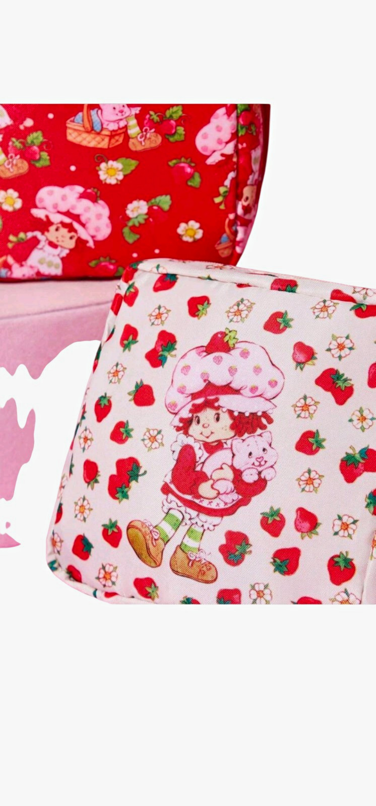 CREAM ONLY Strawberry Shortcake Strawberry Print Zipper Makeup Bag CosmeticPouch