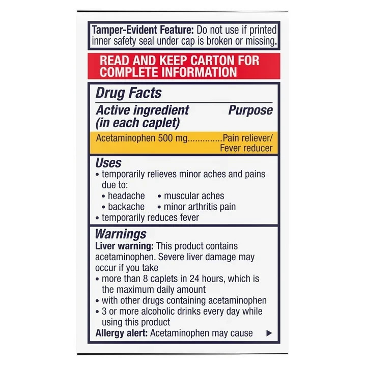 (2 pack) Panadol Extra Strength Caplets, Pain Reliever & Fever Reducer – 24ct