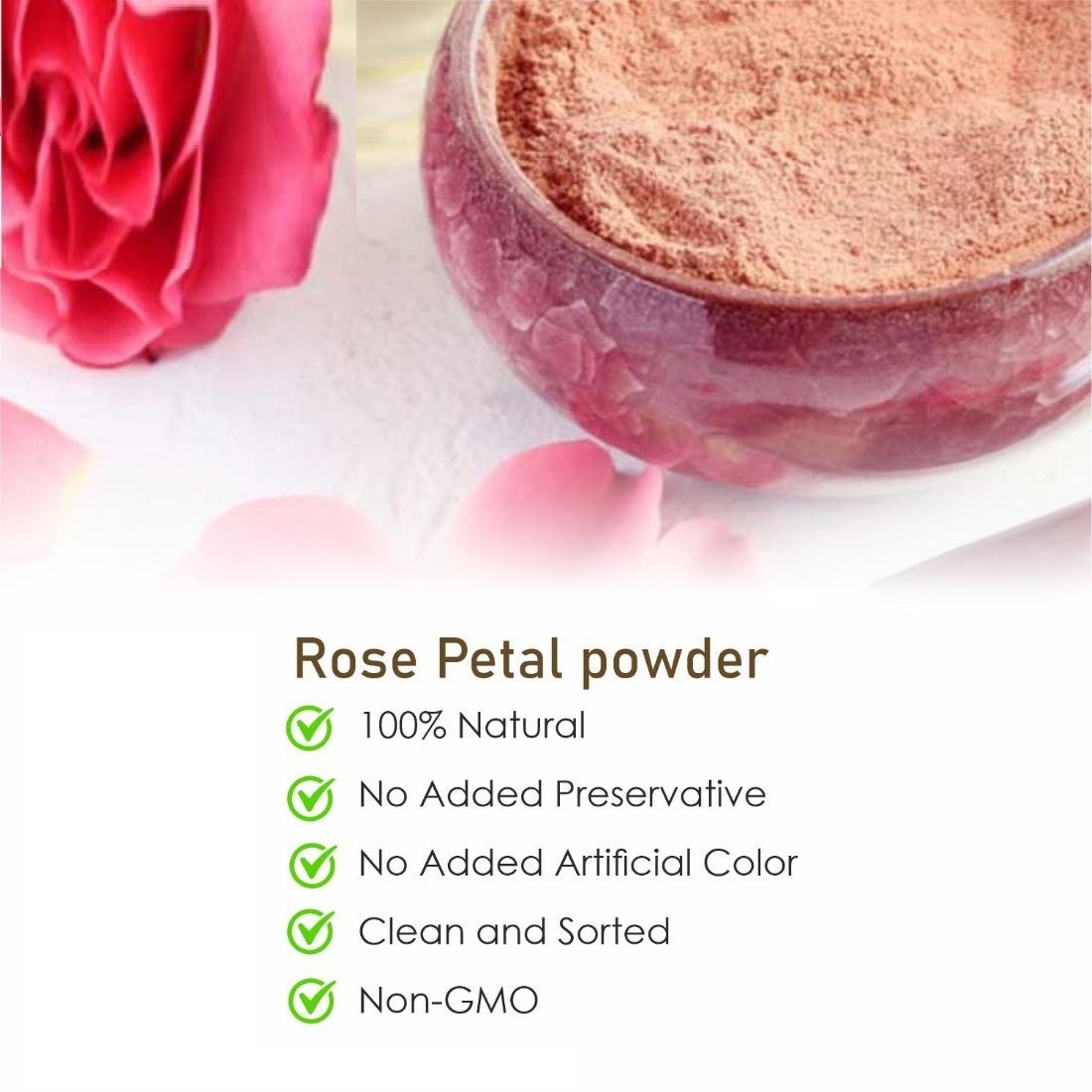 Gulab Rose Petal Powder Rosa gallica for Skin & Hair Care , 100% purest