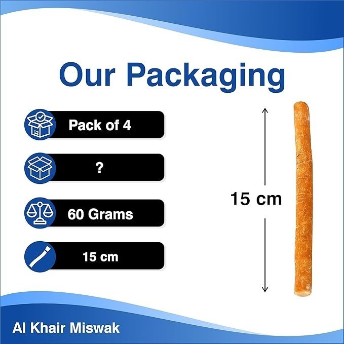 Al Khair Organic Miswak Sticks Natural Teeth Cleaning Herbal Roots – 5 PACK