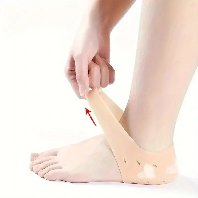 1 Pair Silicone Rubber Gel Socks Anti Cracking Liner Heel Socks Elastic Silicon