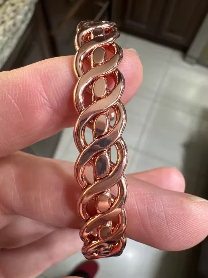 Solid Pure Copper Bracelet Heavy Twist Cuff Healing Arthritis Pain Relief