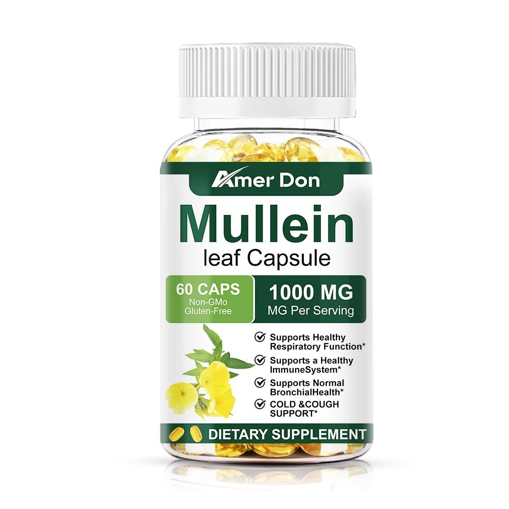 Mullein Leaf Capsules 1000mg – Support Lung Cleanse Respiratory Health Vegan