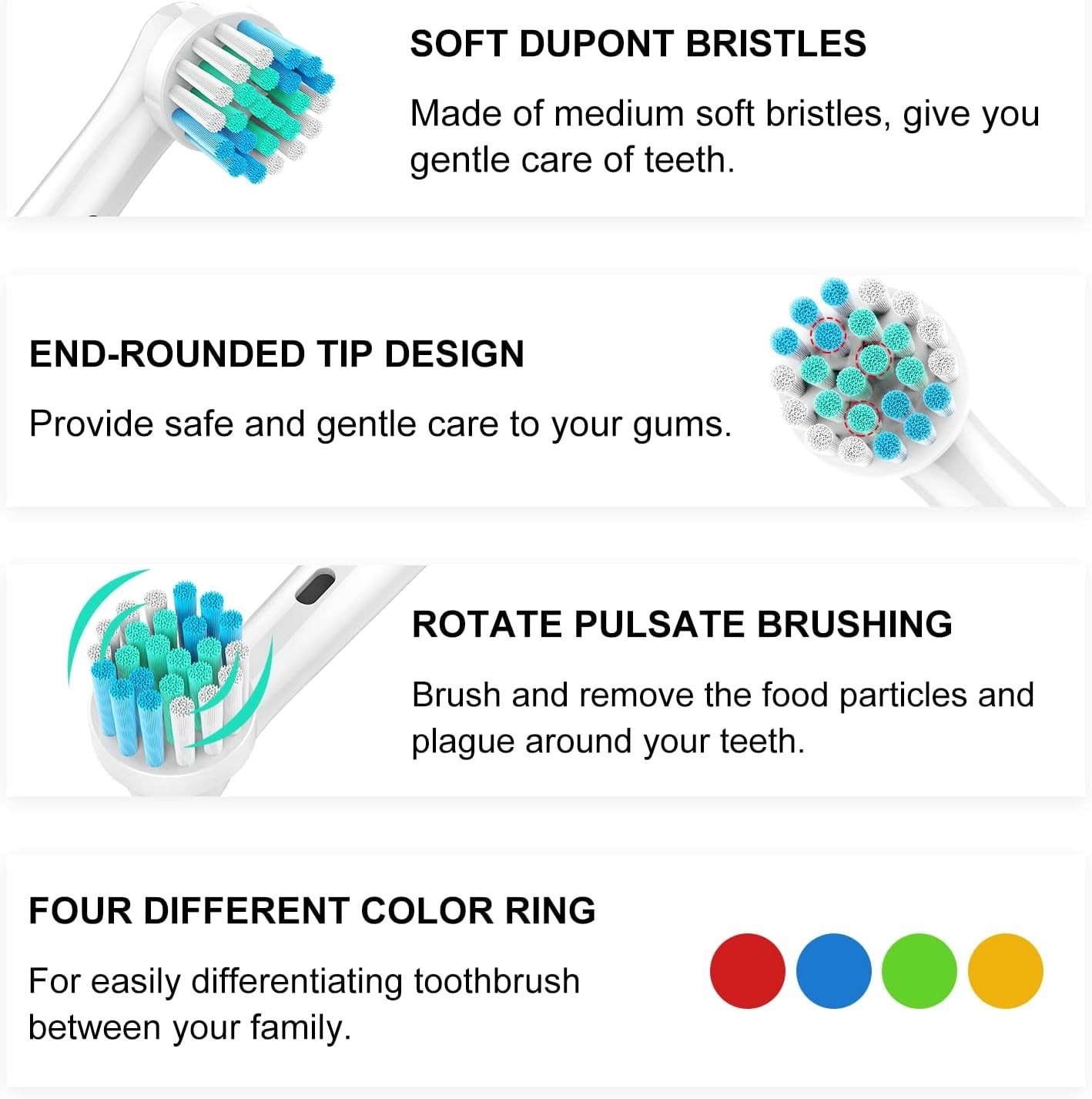 Replacement Toothbrush Heads Compatible with Oral B Braun, 16 Pcs Professional