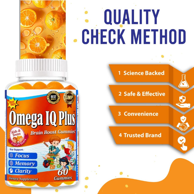 Max Focus Basic Kids Brain Supplement Omega 3 6 9, Focus Vitamins for Kids