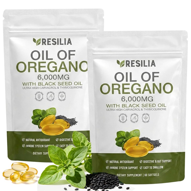 3X with Oil of Oregano 6000mg Resilia Black Seed Oil Softgels – 60 Capsules