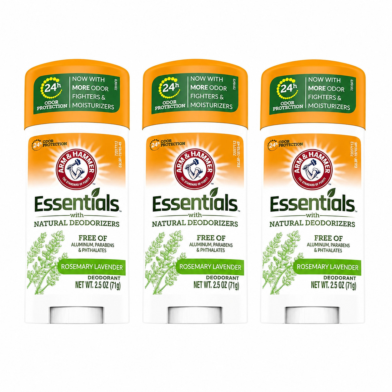 3 PACK Arm Hammer Essentials Natural Deodorant Fresh 2.5 oz Crisp Orange Citrus