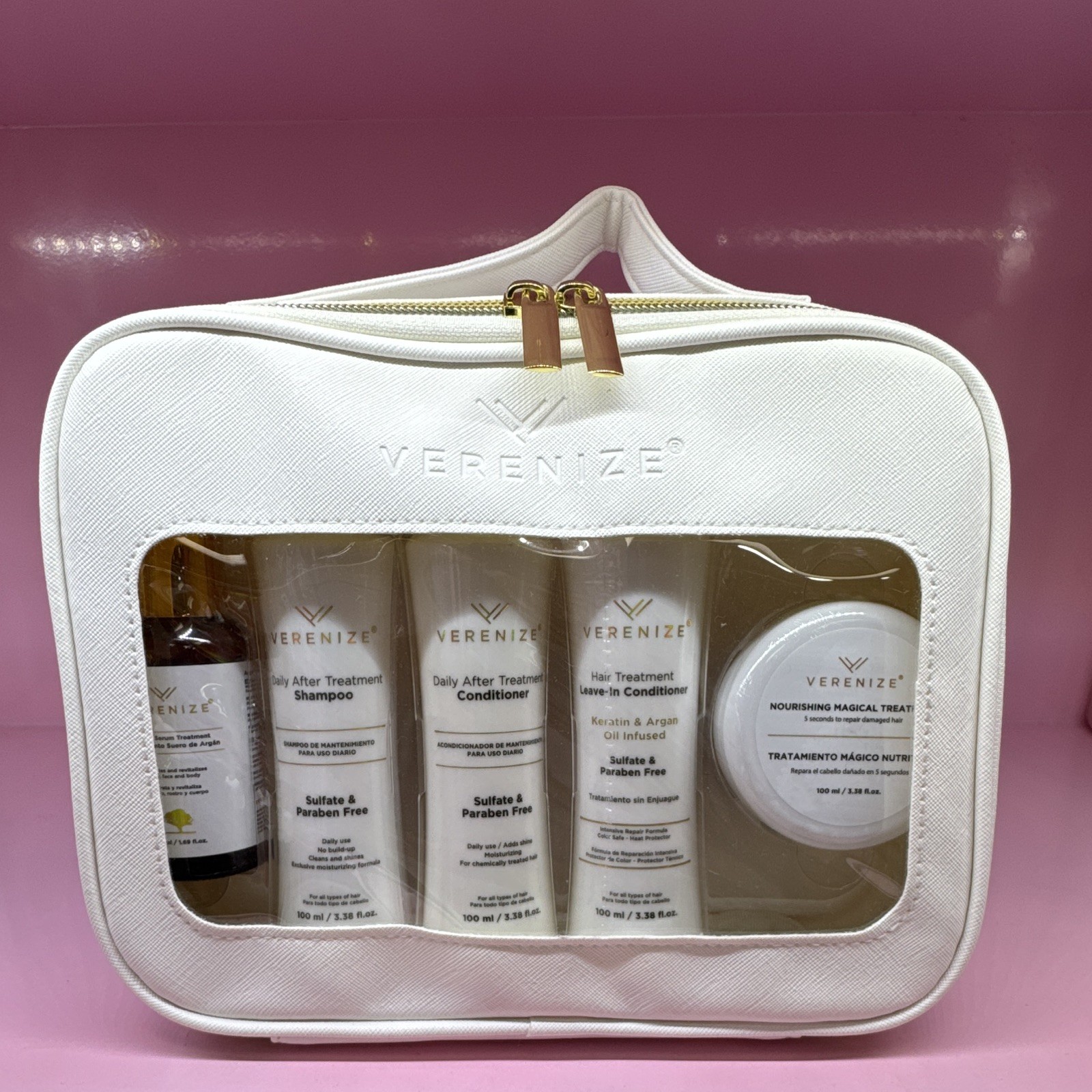 VERENIZE Travel Hair Treatment Set Keratin Argan Sulfate-Free Shampoo +4 More