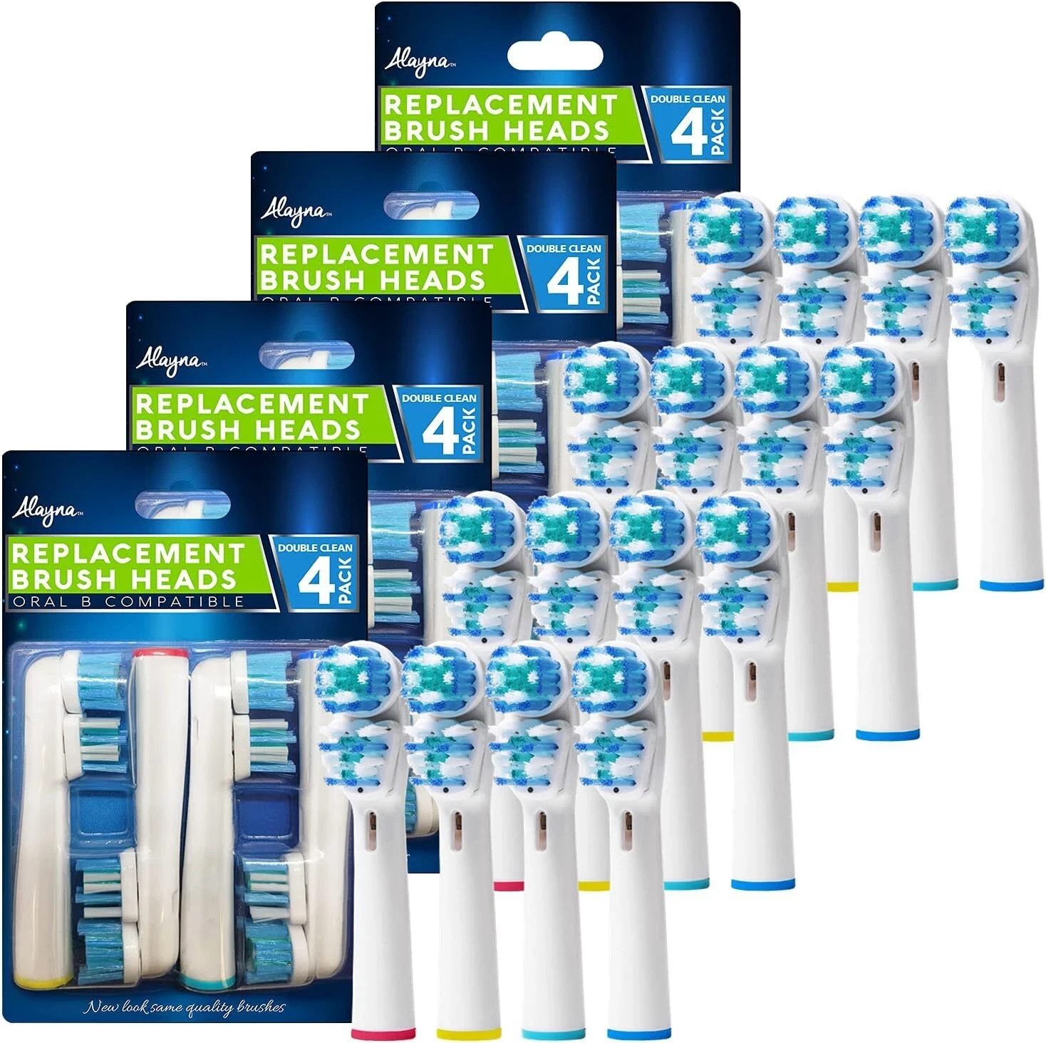 Replacement Brush Heads Compatible With Oral B- Double Clean Design, Pack Of 16