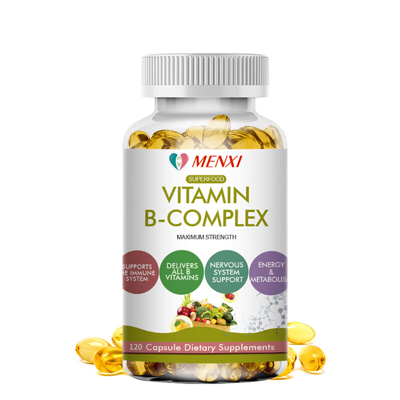 Vitamin B Complex Capsules B1, B2, B3, B5, B6, B12 with Biotin and Folic Acid US