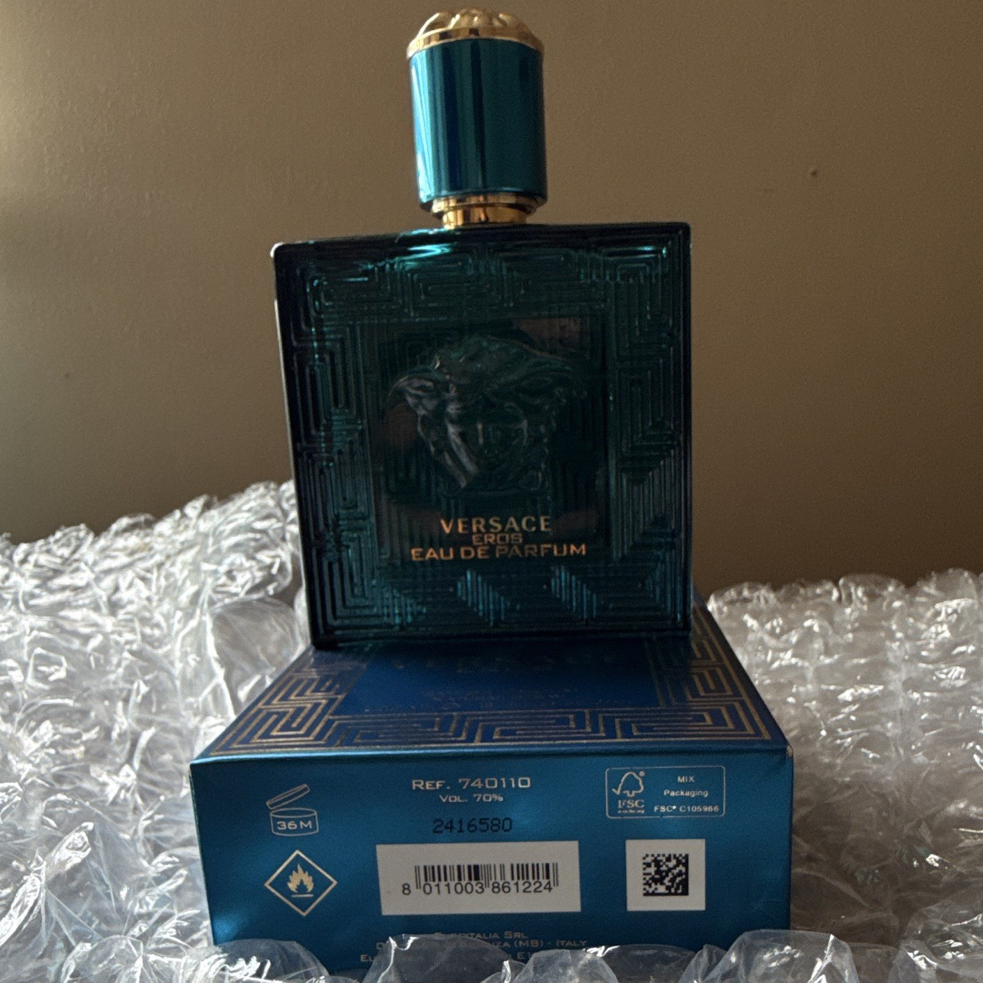 Versace Eros Eau de Parfum Natural Spray, 3.4 fl oz Regular Size