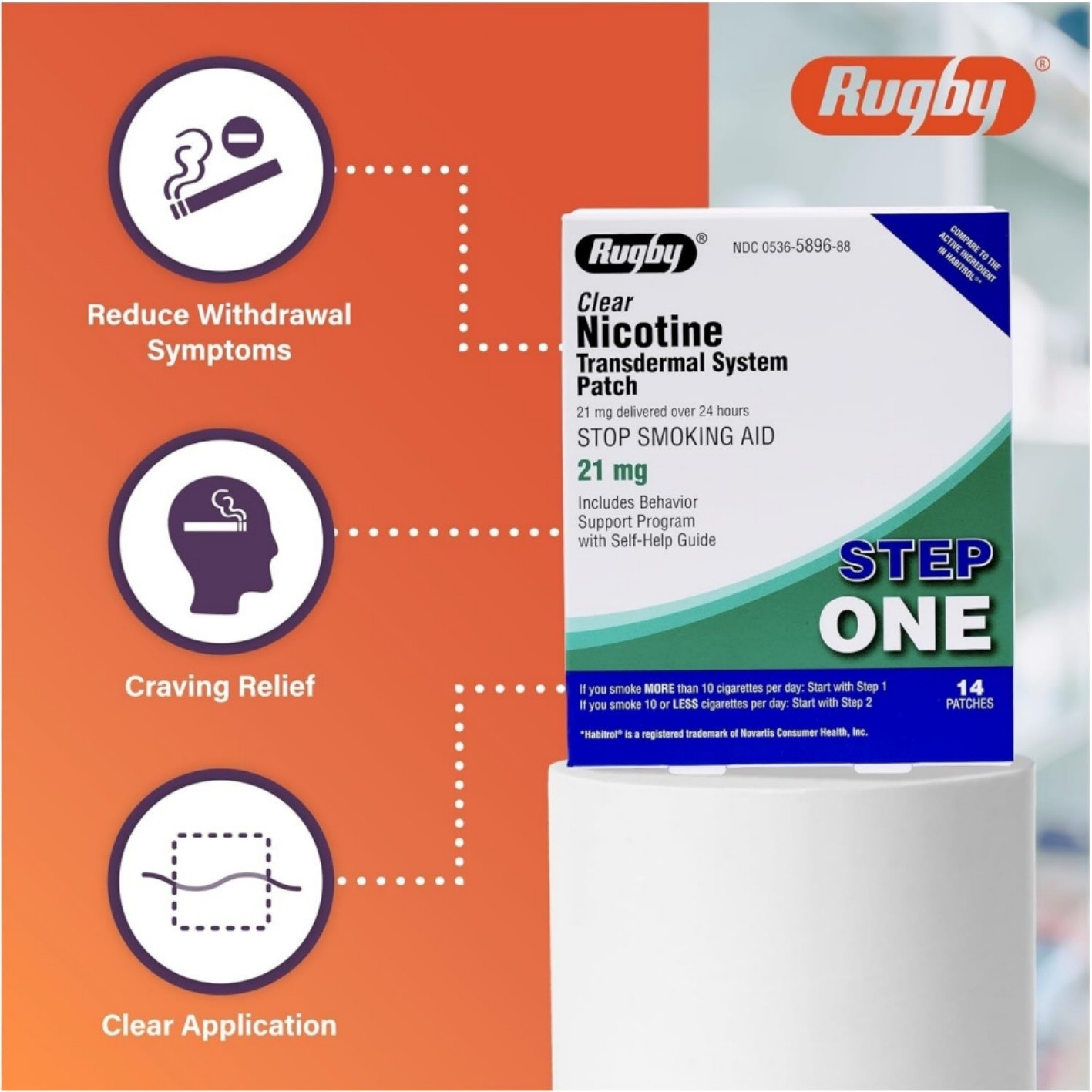 1 Pack Clear Nicotine 21mg Transdermal System Patch Step Exp