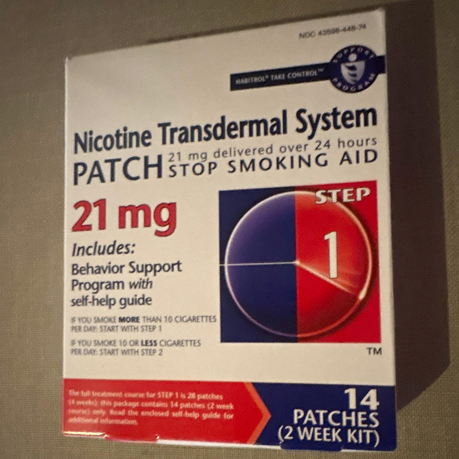 Habitrol Nicotine Transdermal Stop Smoking Patch Step 1 21mg 14ct w/ Program