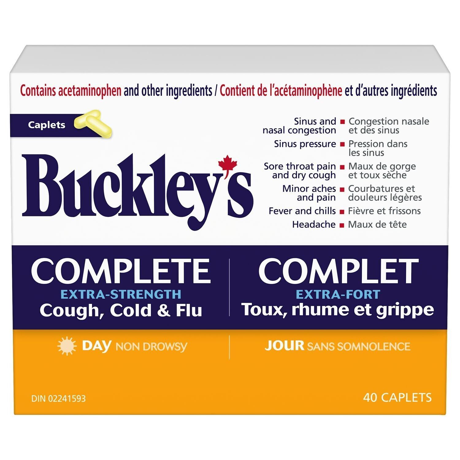 BUCKLEY’S COMPLETE Cough, Cold & Flu Extra Strength Daytime 40 Count Canada
