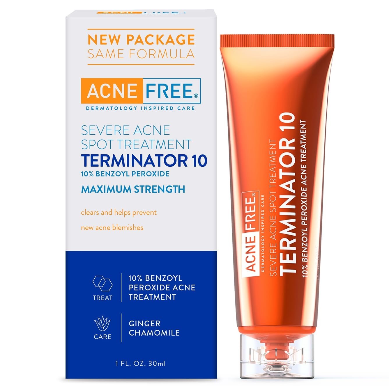 Acne Free Terminator 10 Acne Spot Treatment with Benzoyl Peroxide 10% Maximum St