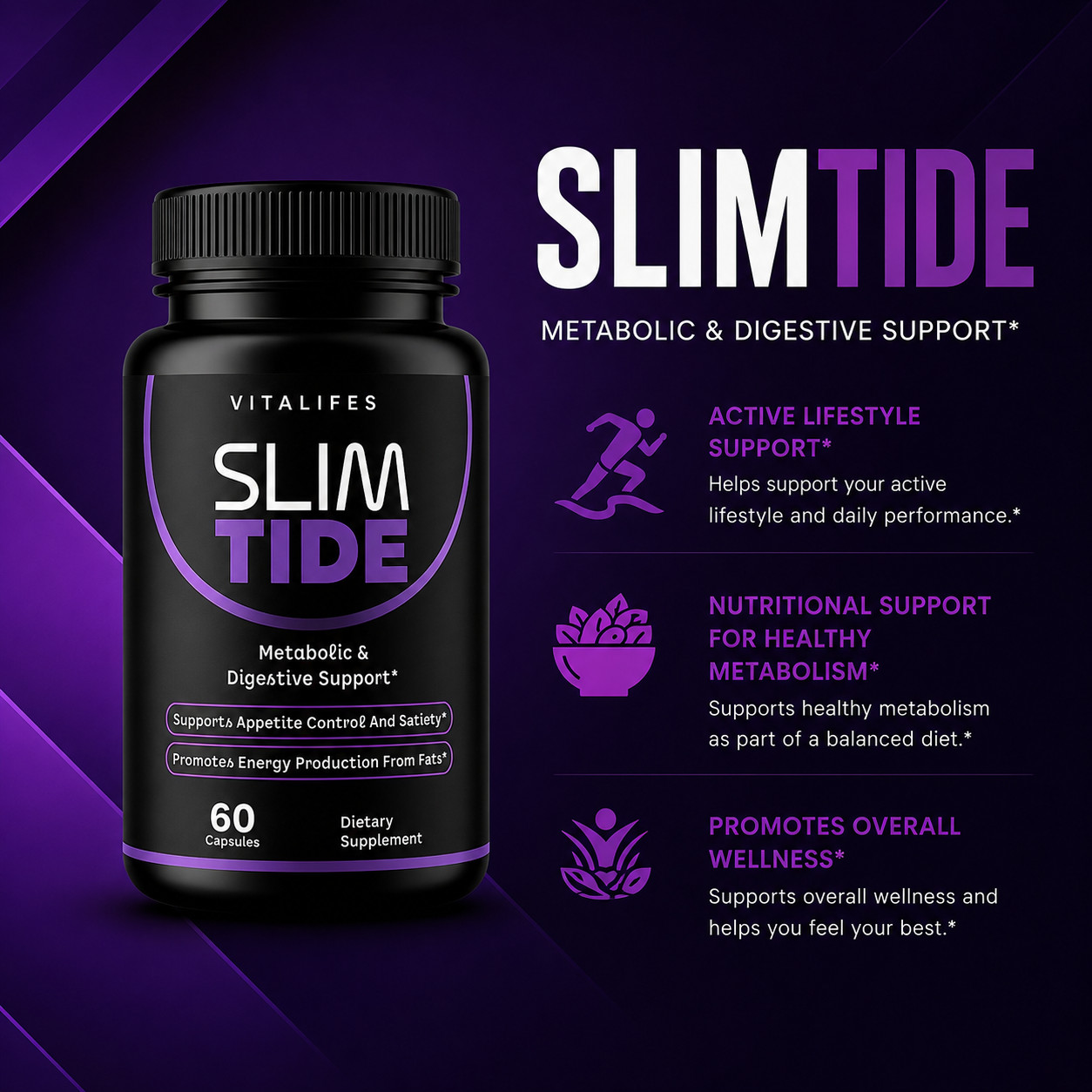 (5 Pack) Slimtide Advanced Energy And Fitness Supplement Slim Tide 300 Capsules
