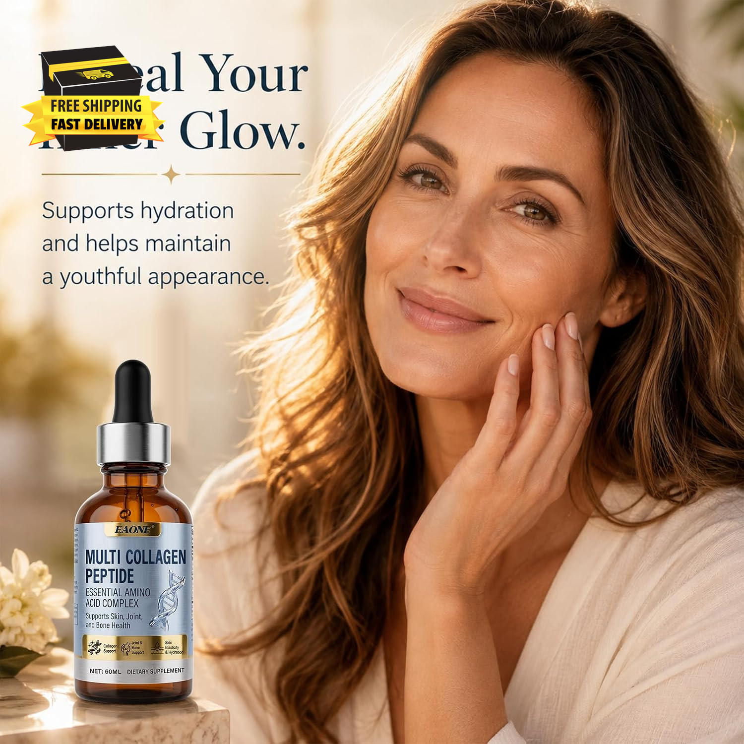 Multi Collagen Peptides Liquid Drops, Liquid Collagen for Women, with Collagen P