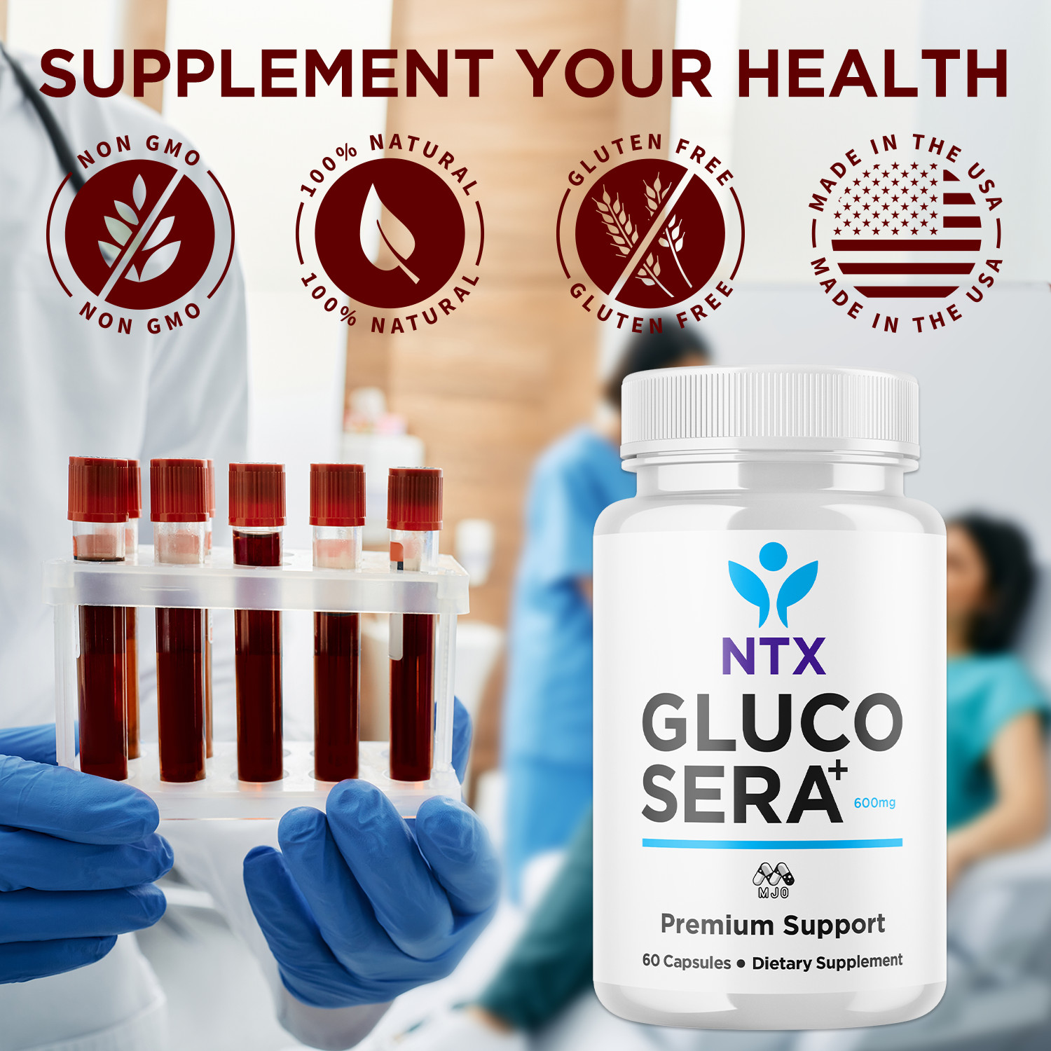(2 Pack) Gluco Sera + Advanced Support Blood Supplement GlucoSera+ 120 Capsules
