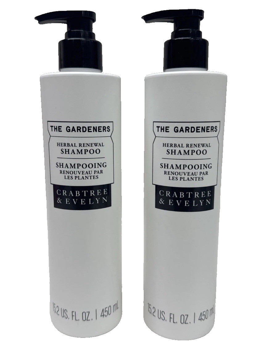 2 BOTTLES The Gardeners SHAMPOO Crabtree & Evelyn Revitalizing Herbal Renewal