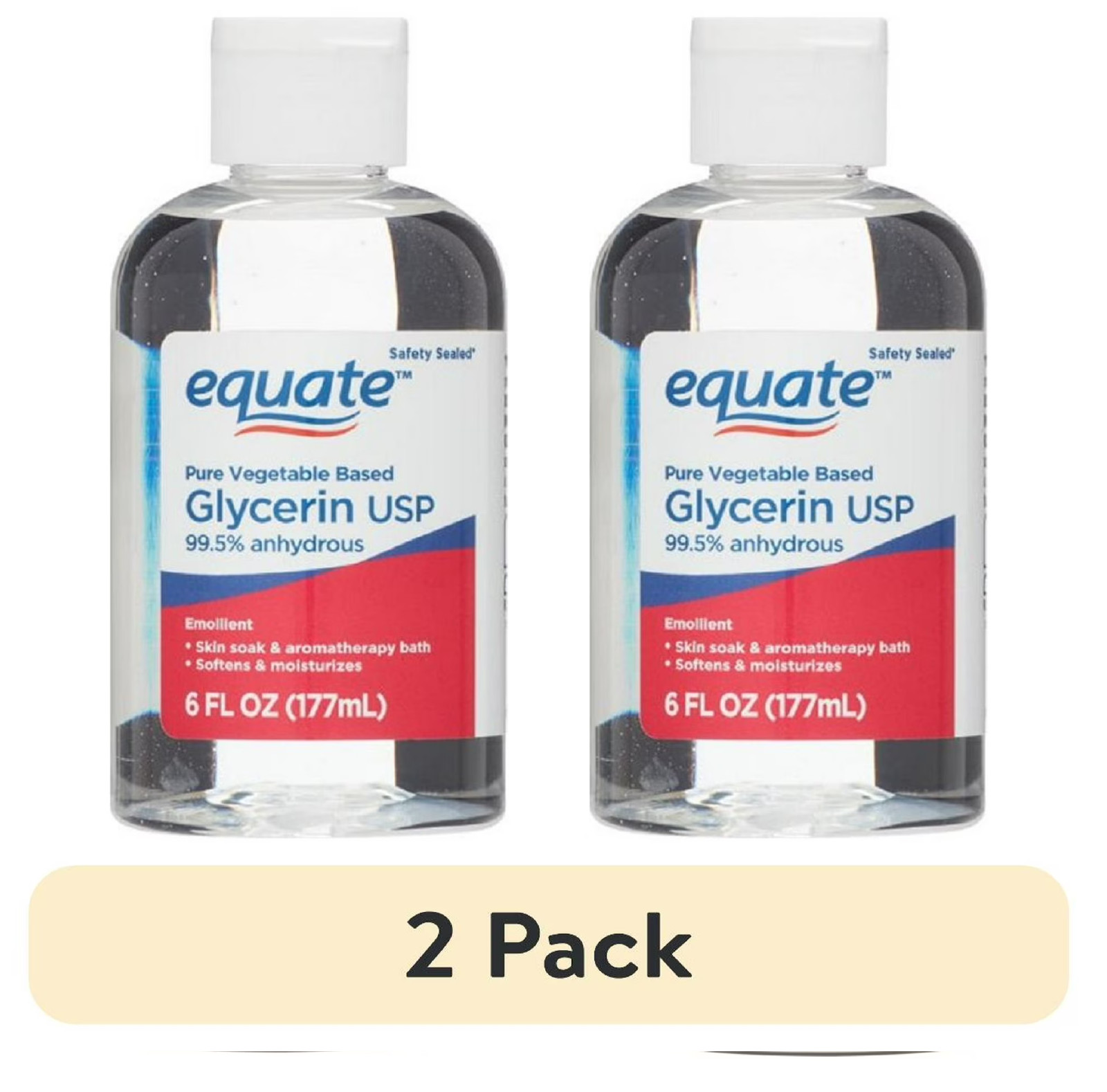 EQUATE PURE VEGETABLE BASED GLYCERIN USP 99.5% ANHYDROUS 6.oz , 2 Pack