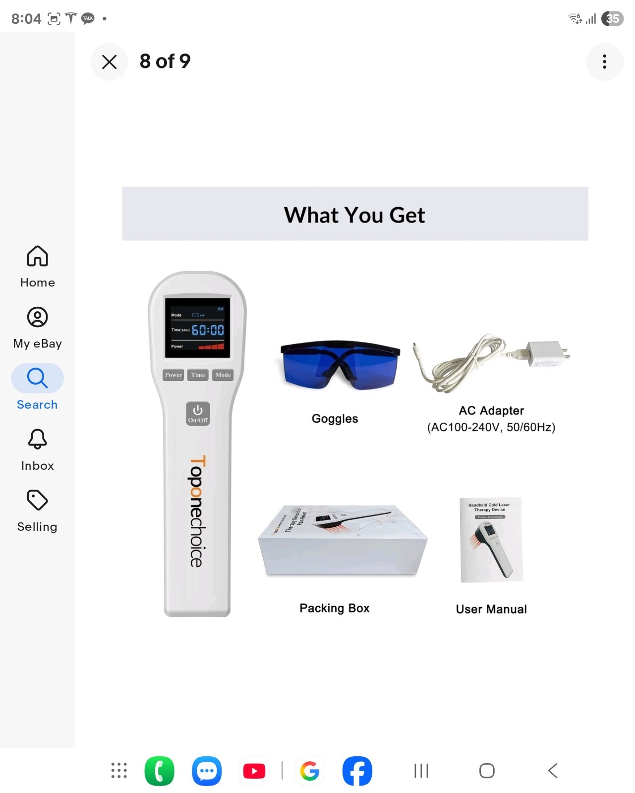 Toponechoice Red Light Therapy Device, 4x808nm+16x650nm Treatment *Open Box*