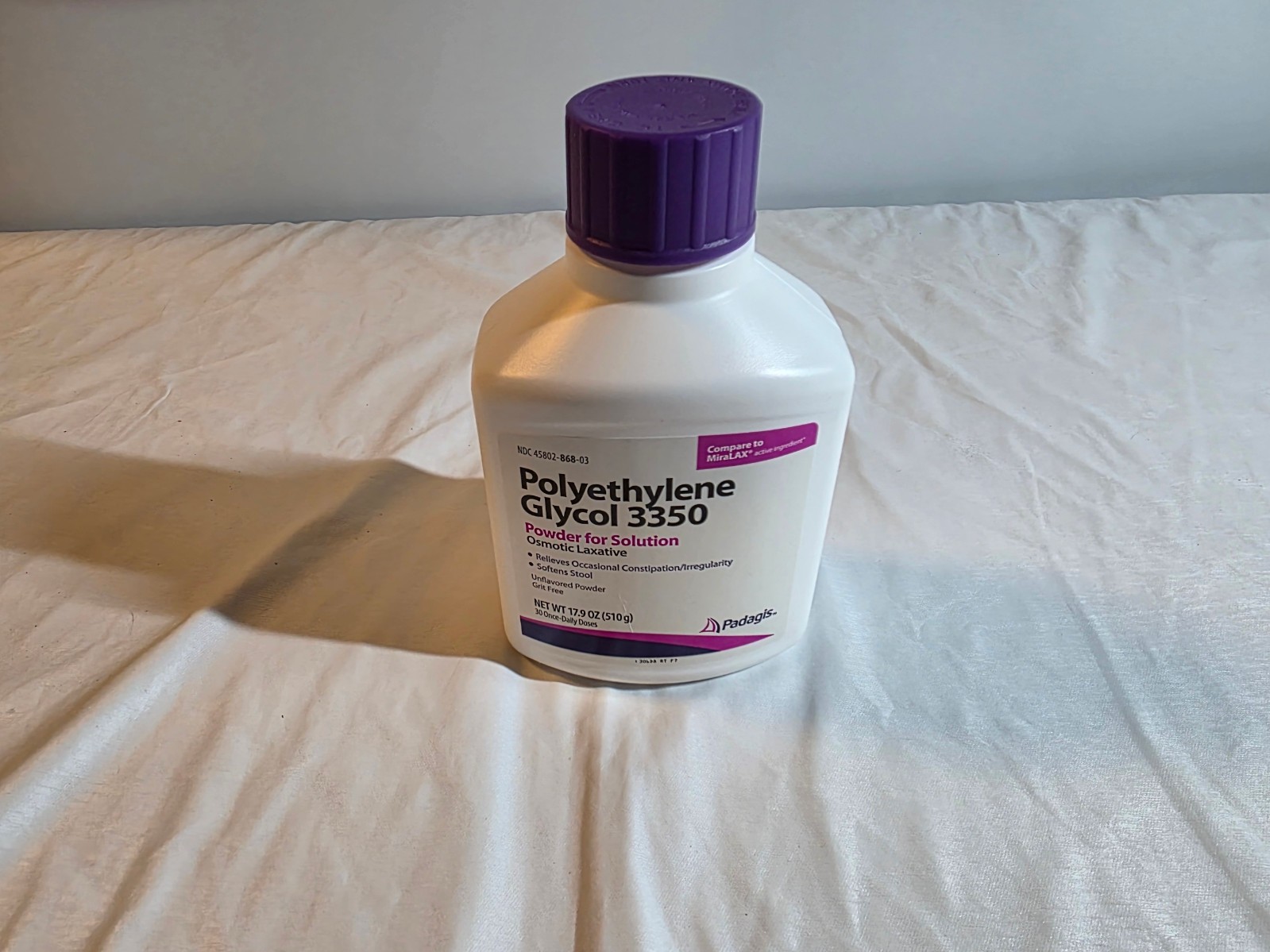 Polyethylene Glycol 3350 Powder 17.9 oz Osmotic Laxative Compare MiraLAX