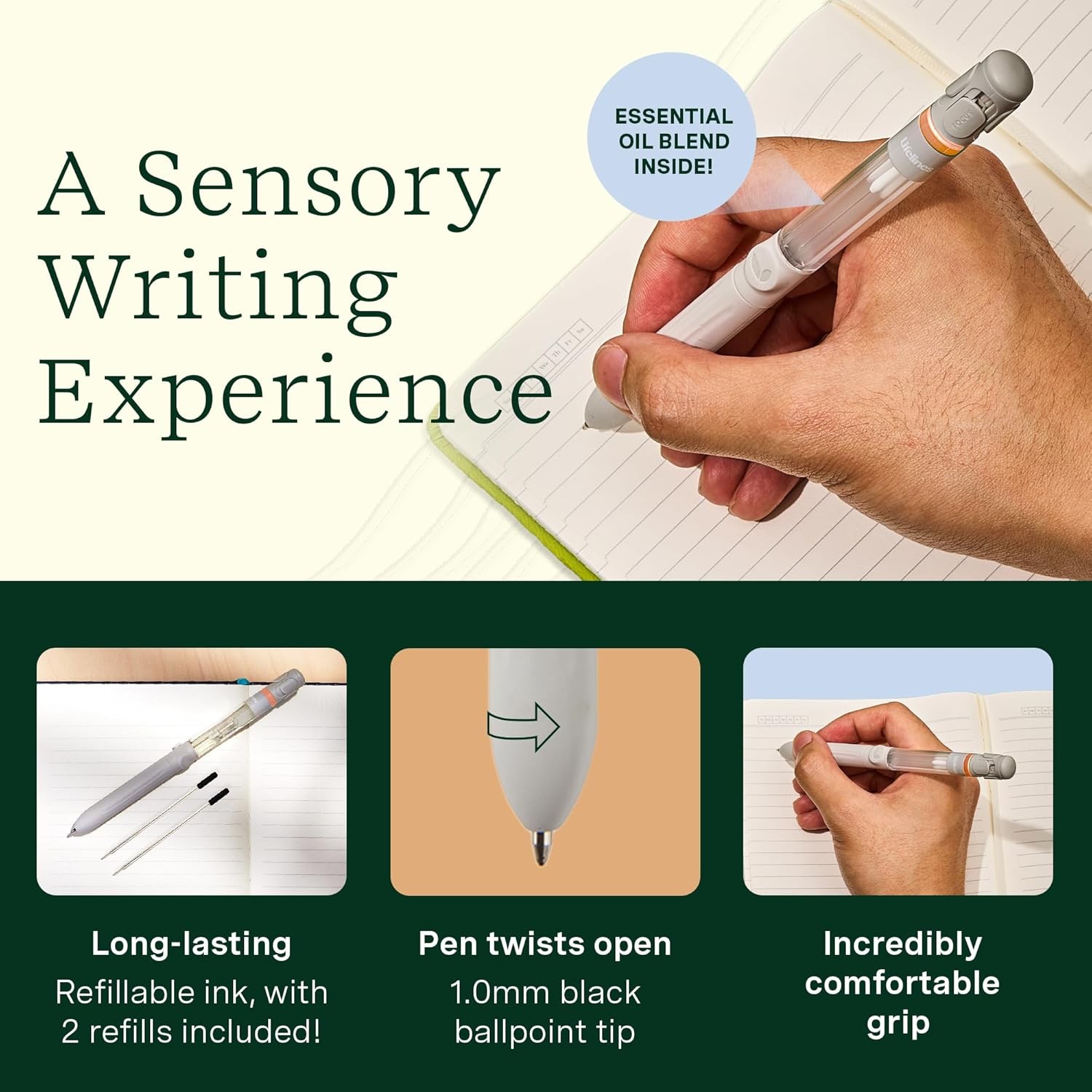 Aromatic Black Ballpoint Pen Diffuser Set – Spiced Chai Latte Scented 1mm