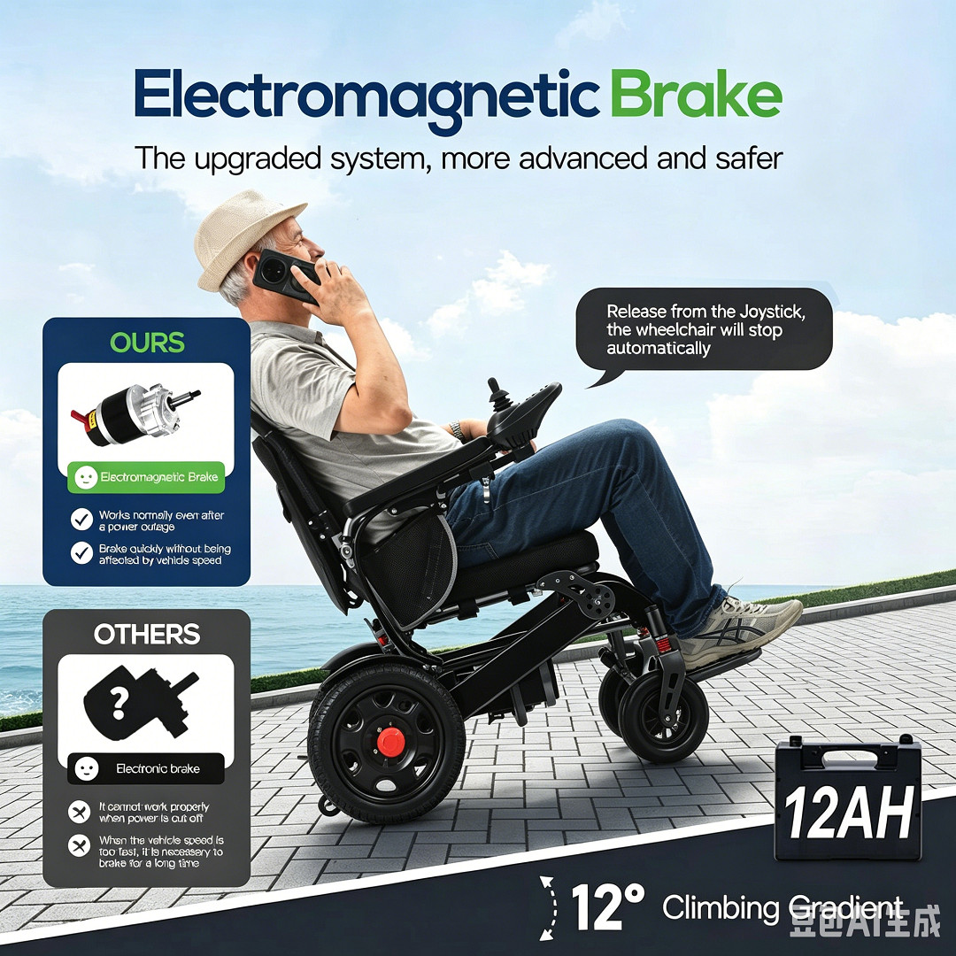 Lightweight Foldable Electric Wheelchair Heavy Duty Durable Power Wheel Chair