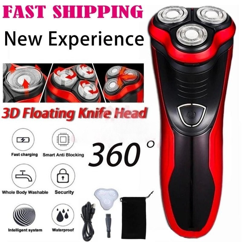 Men’s Razor Rotary Waterproof Electric Shaver Pop-Up Trimmer Wet Dry Cordless US