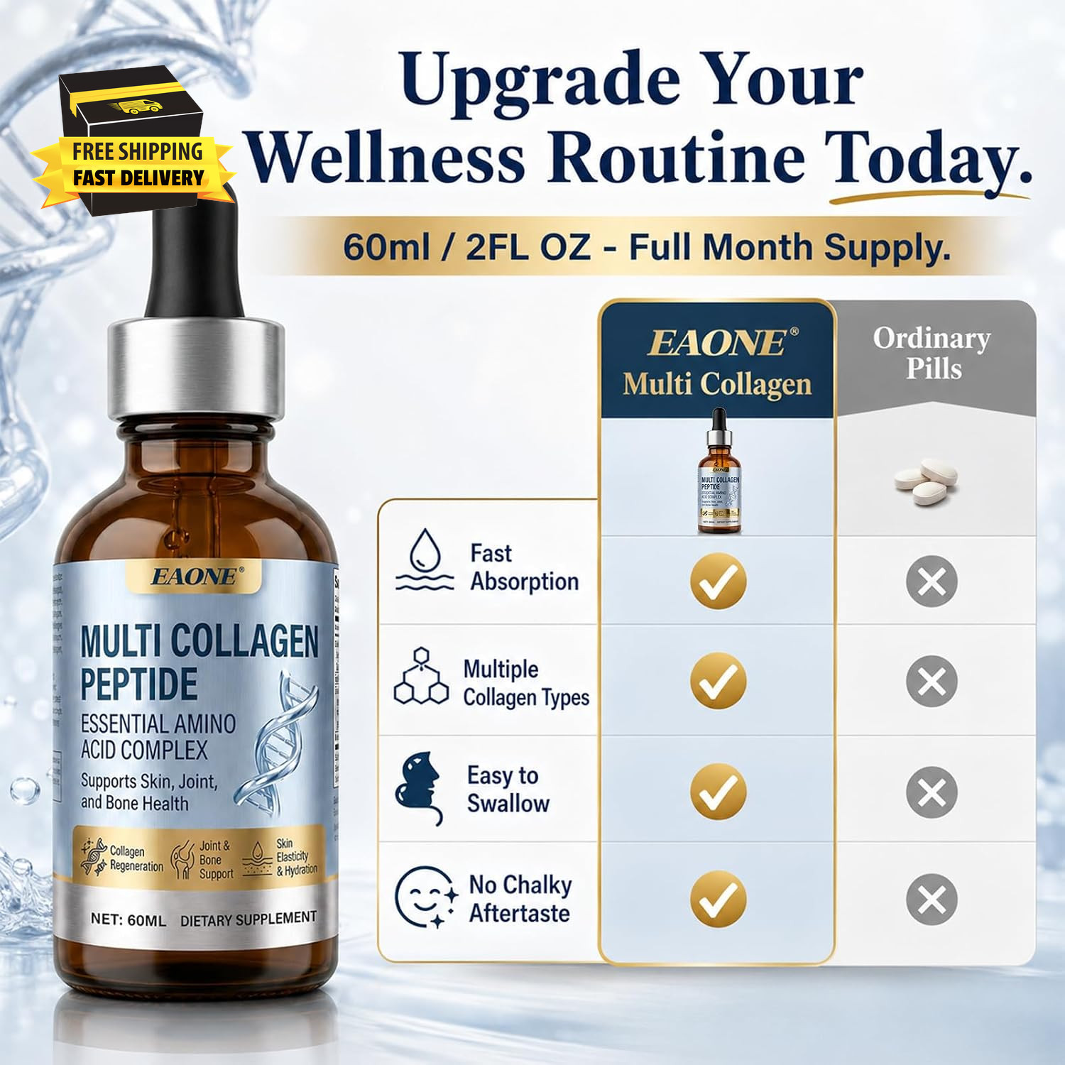 Multi Collagen Peptides Liquid Drops, Liquid Collagen for Women, with Collagen P