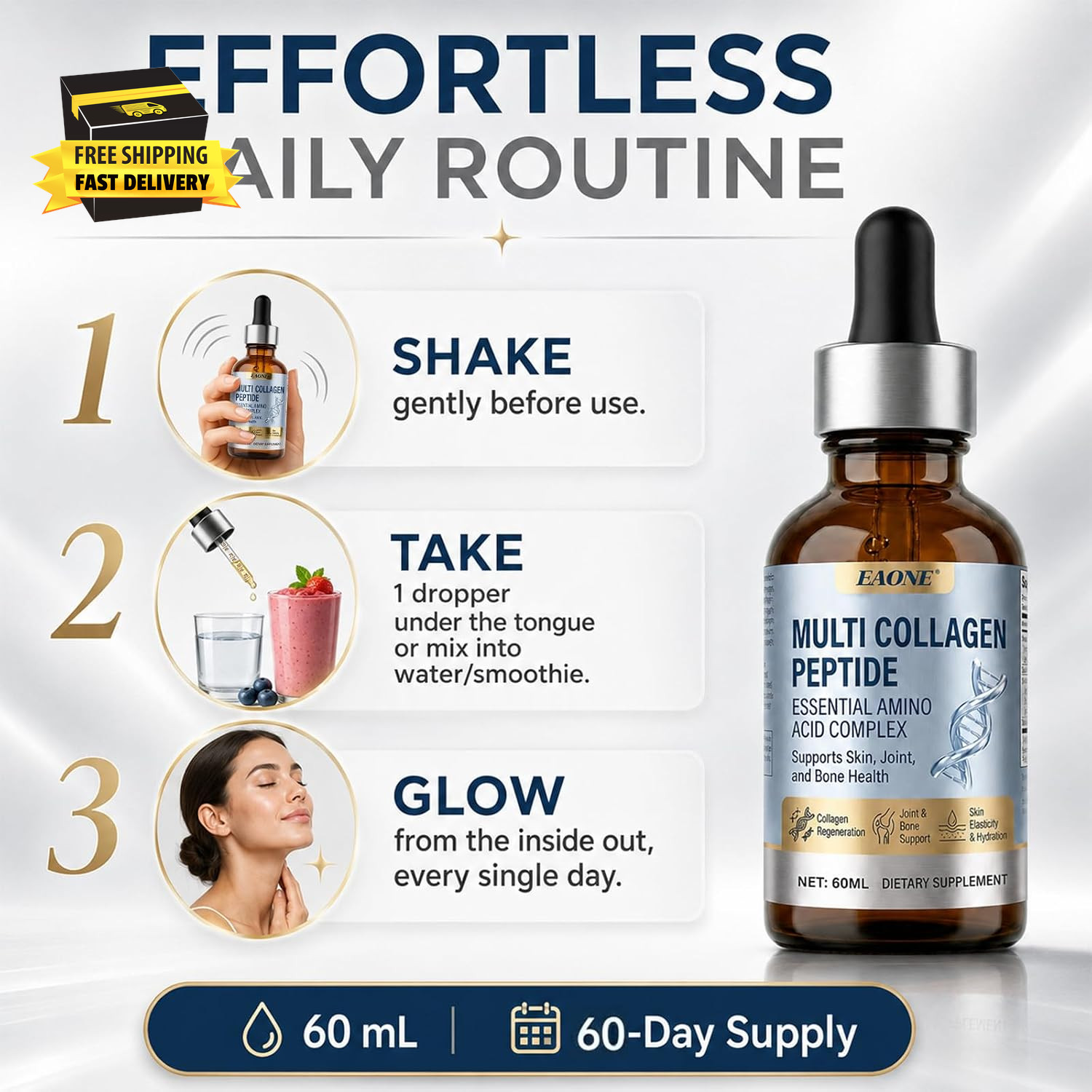 Multi Collagen Peptides Liquid Drops, Liquid Collagen for Women, with Collagen P
