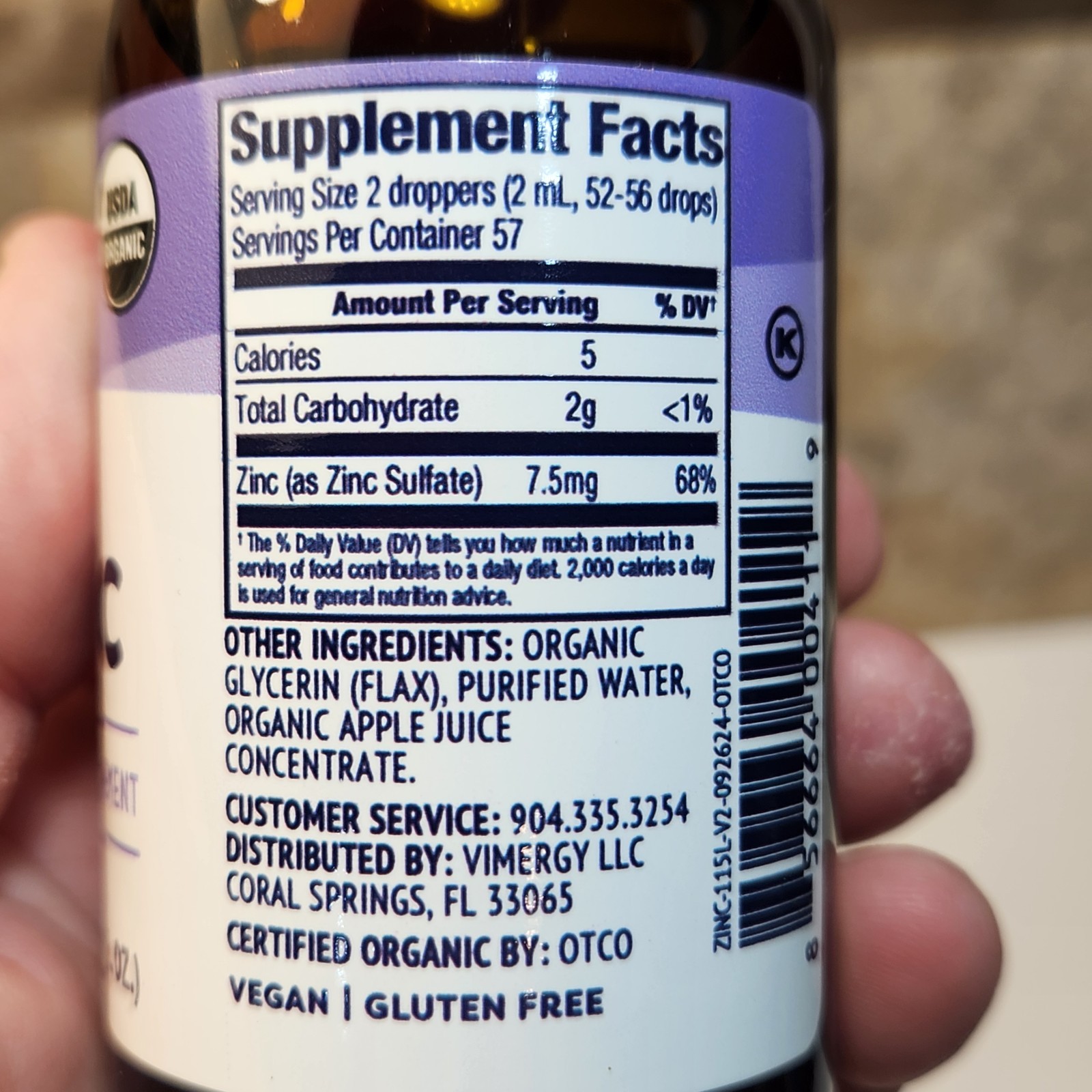 Liquid Organic Zinc Fast Absorbing Immune Support Promotes Healthy Bones 115ML