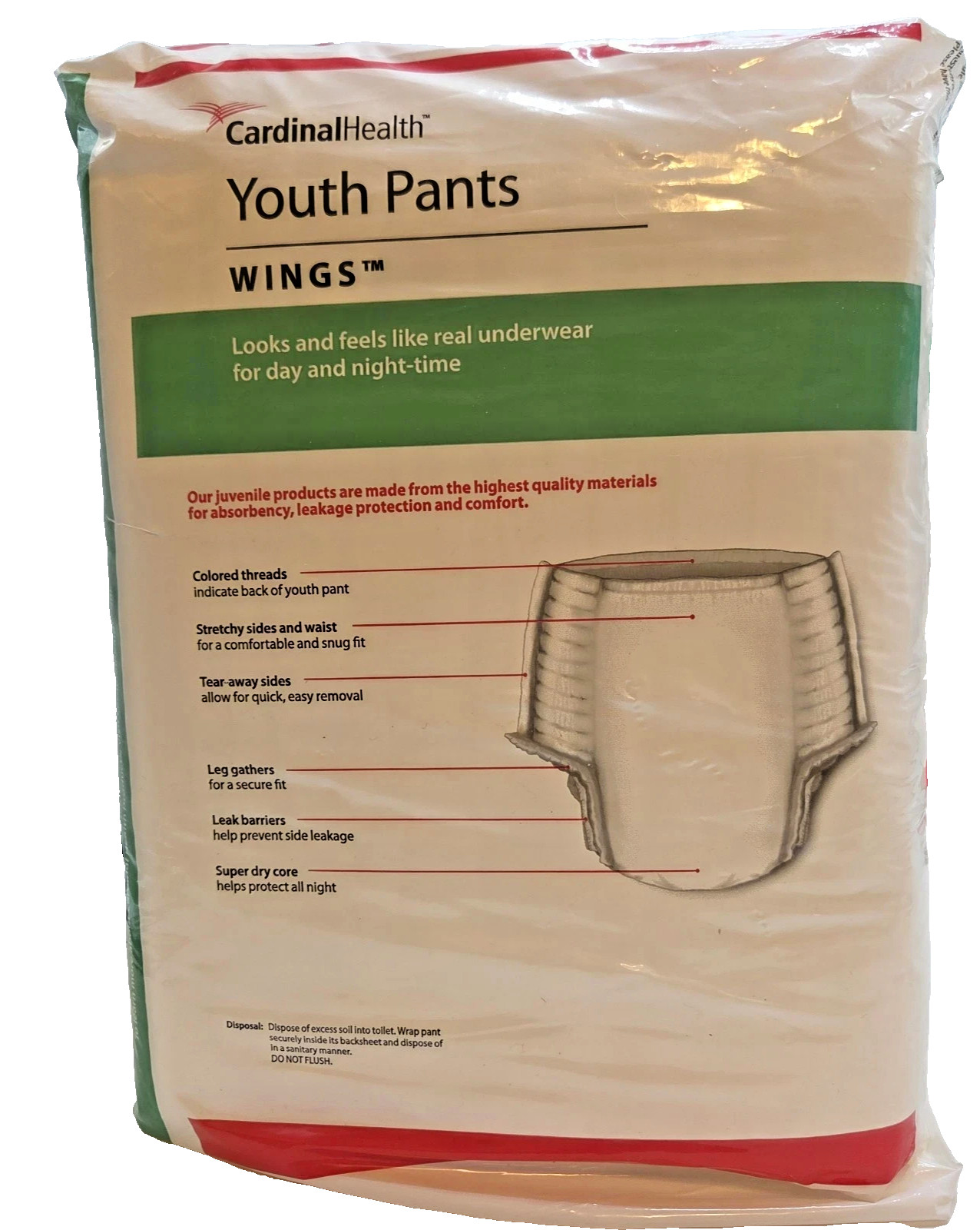 Cardinal Health Unisex 14 count Wings Youth Pants Pull Ups Underwear L/XL