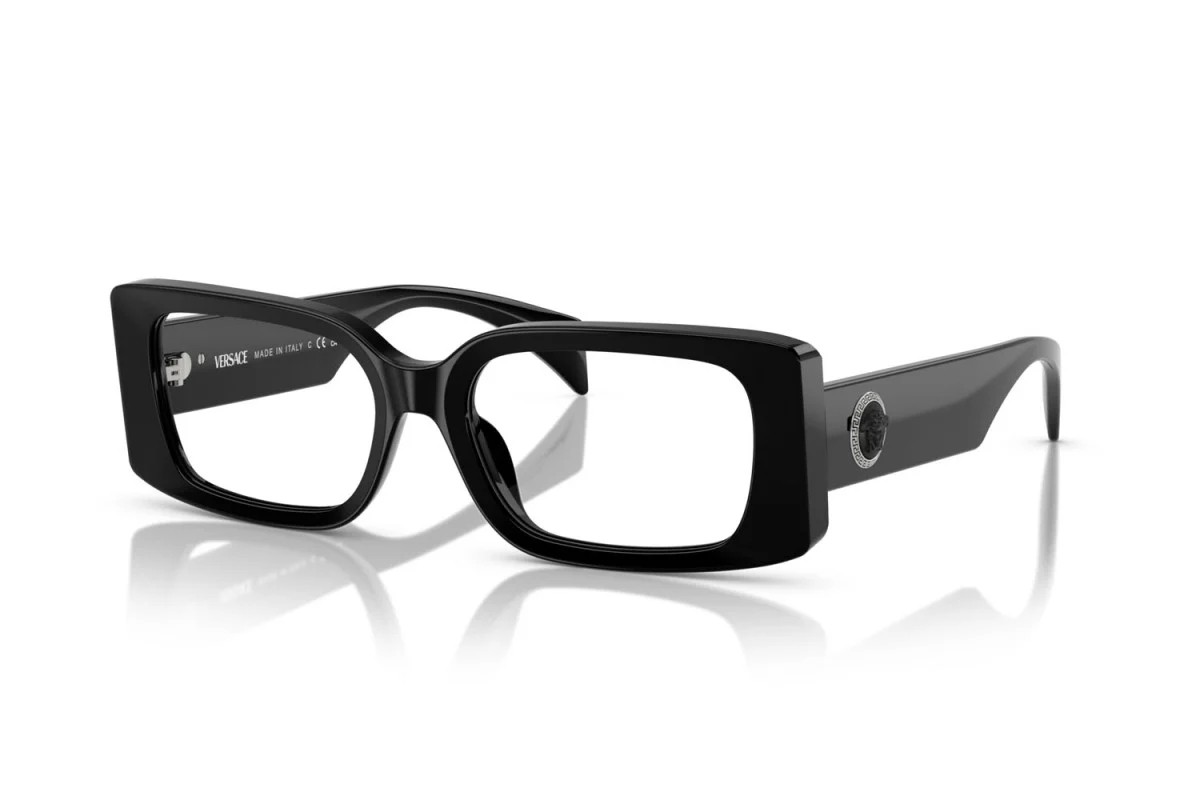 Versace Rectangle Woman Eyeglasses 0VE3362U GB1 51mm Black – NEW