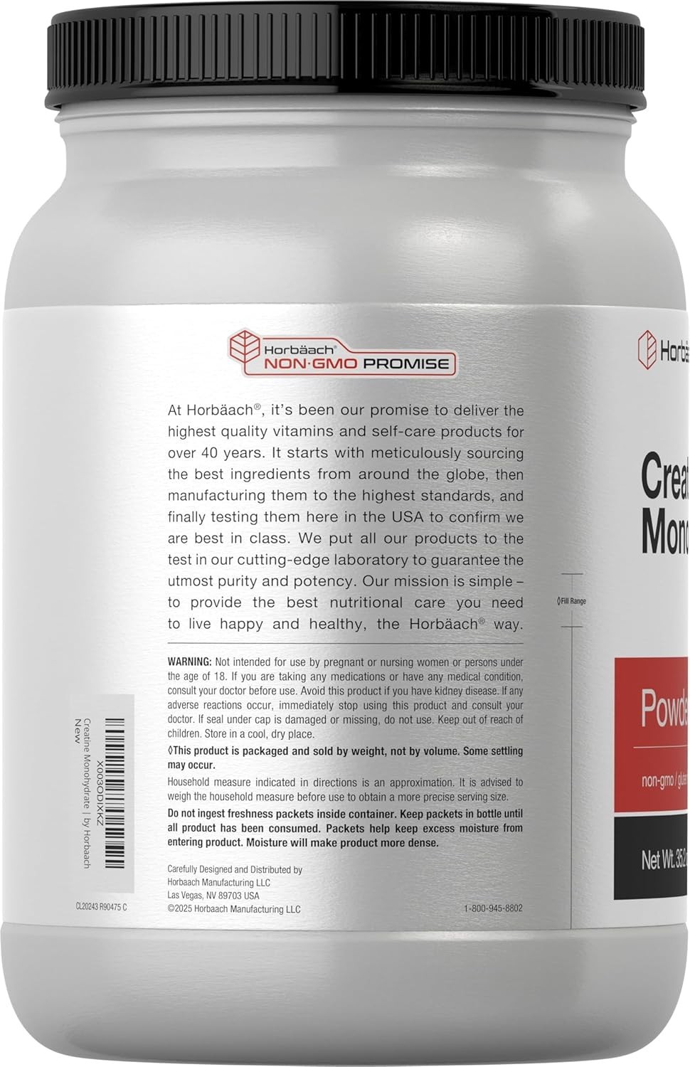Creatine Monohydrate Powder | 2.2lbs | Purity Tested | Vegetarian | by Horbaach