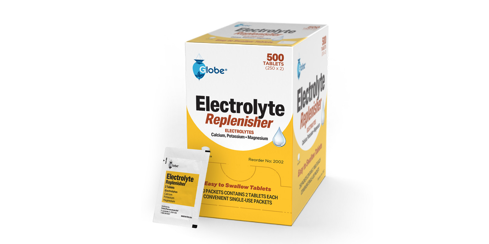 Globe Electrolyte Replenisher Tablets (2 Tablets/Packet) 500 Tablets!