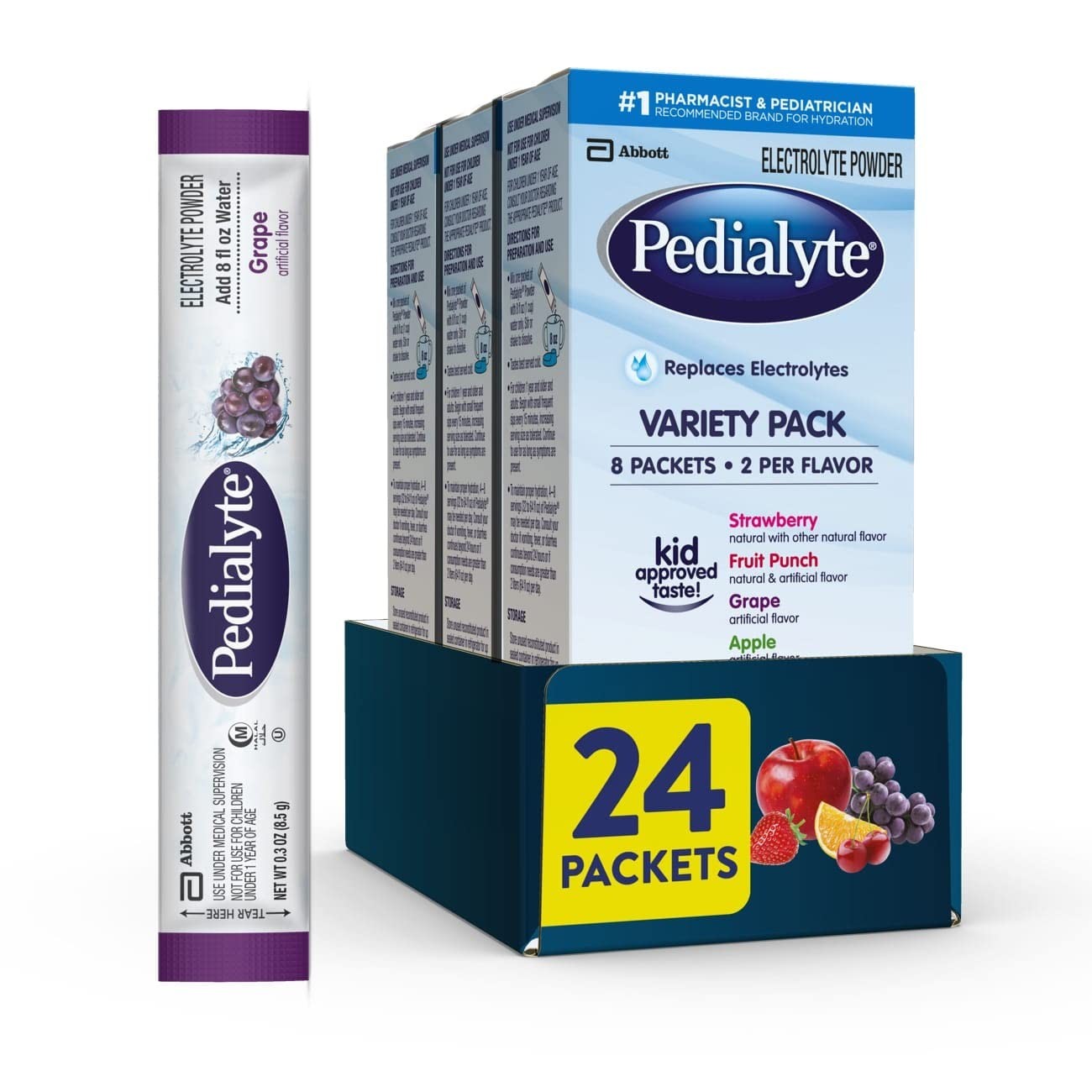 Natural Flavor Electrolyte Packets – 24 Count Hydration Solution for Dehydration