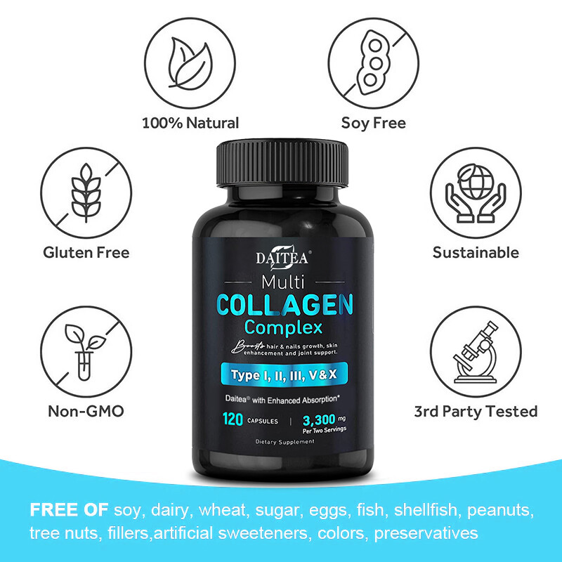 Vital Vitamins Multi Collagen Complex – Type I, II, III, V, X, Capsules