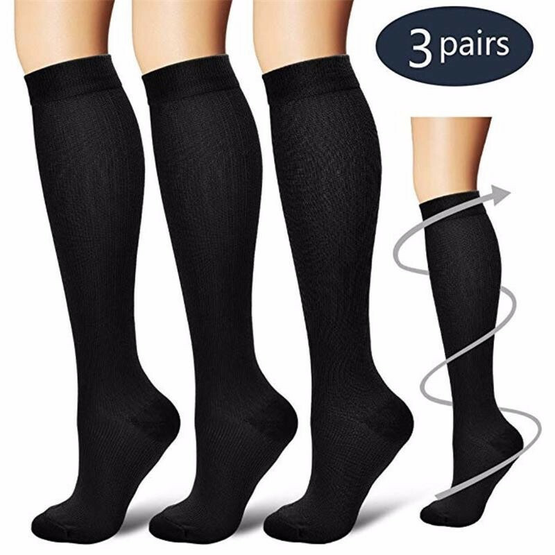 3 Pares Calcetines De Compresion Hombres Mujeres 15-20 Mmhg Medias De Compres