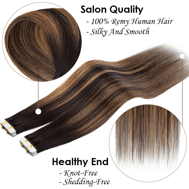 Invibible Thick Tape in Skin Weft Remy Human Hair Extensions 40pcs=100g Ombre