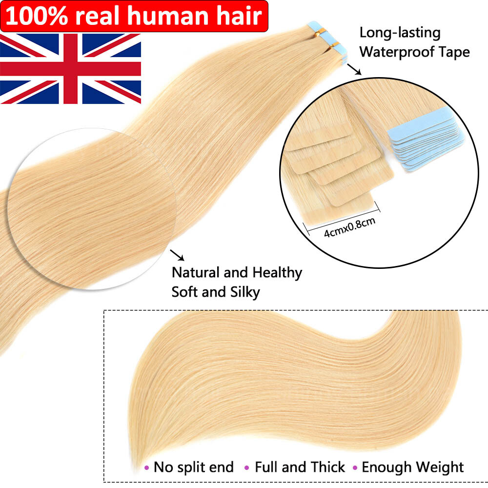 Thick 200g 80pcs Tape In Remy Human Hair Extensions Skin Weft FULL HEAD BROWN SE