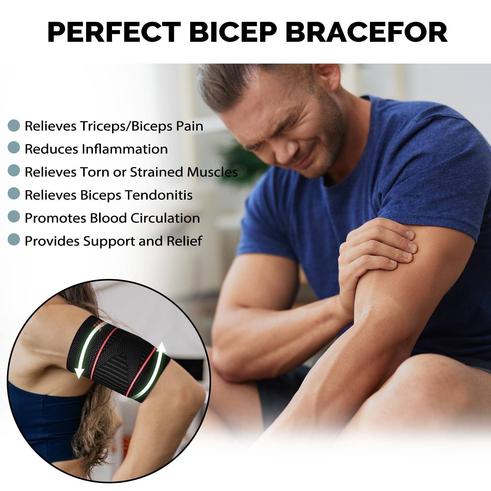 Bicep Tendonitis Compression Sleeve for Pain Relief & Muscle Recovery – Medium P