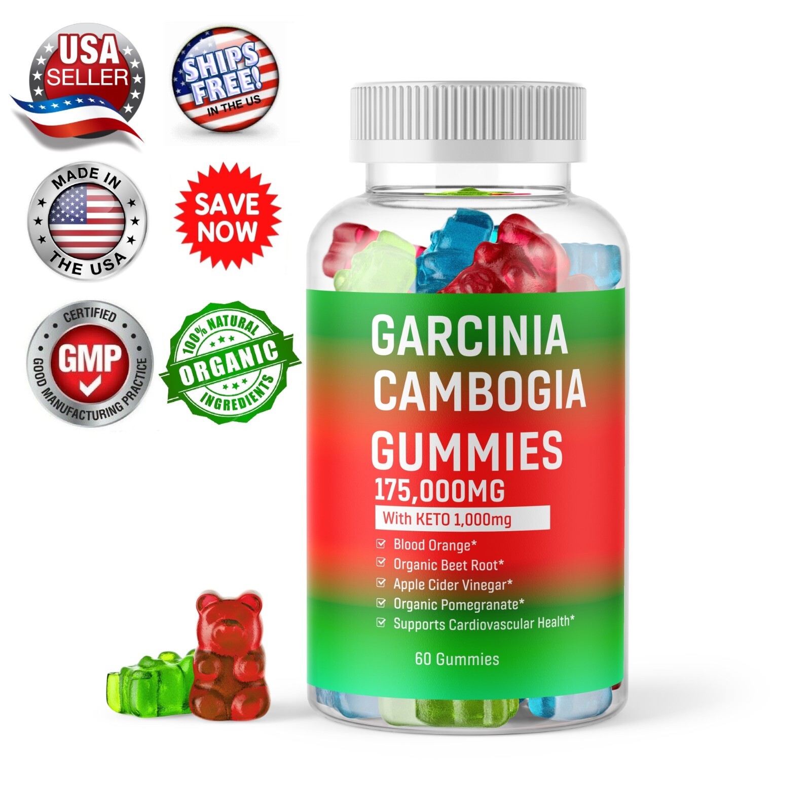 Garcinia Cambogia Slimming Gummies 175,000mg Apple Cider Vinegar ACV Weight Loss