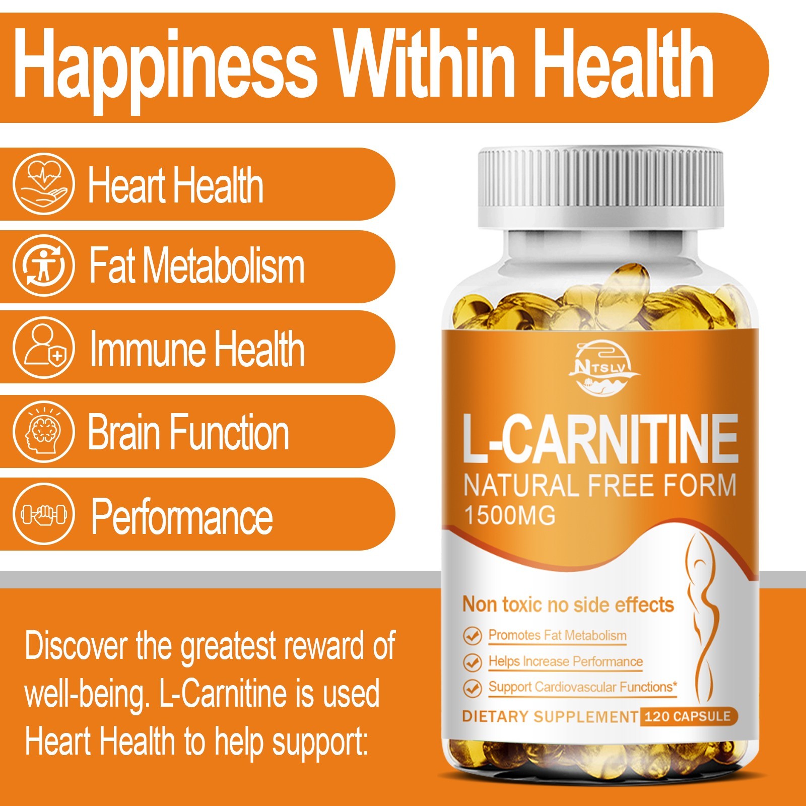 120 L-Carnitine 1500mg, Fat Burner Weight Loss Antioxidant Dietary Supplement