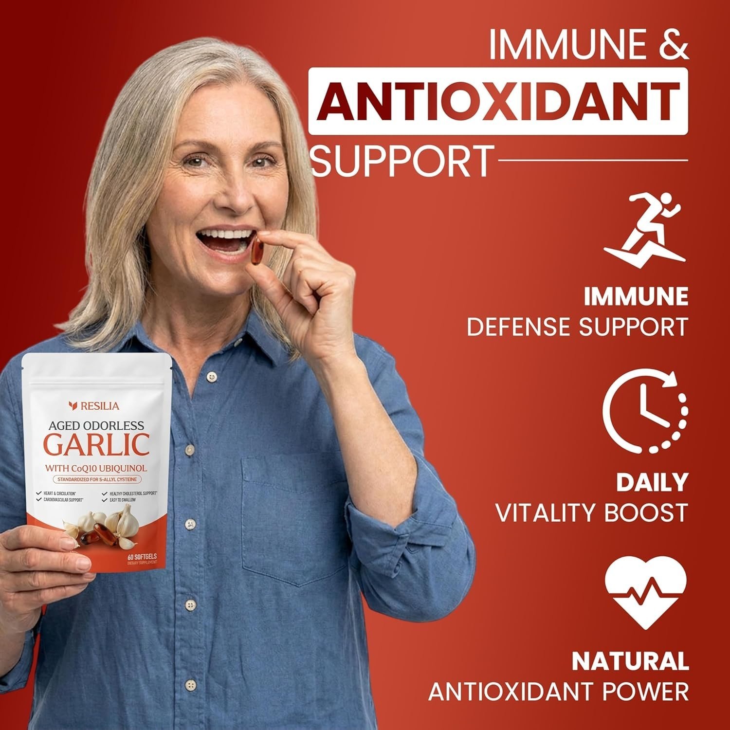1/2/3 Pack Resilia Garlic Extract 1200mg Softgels – Odorless Aged Garlic Extra