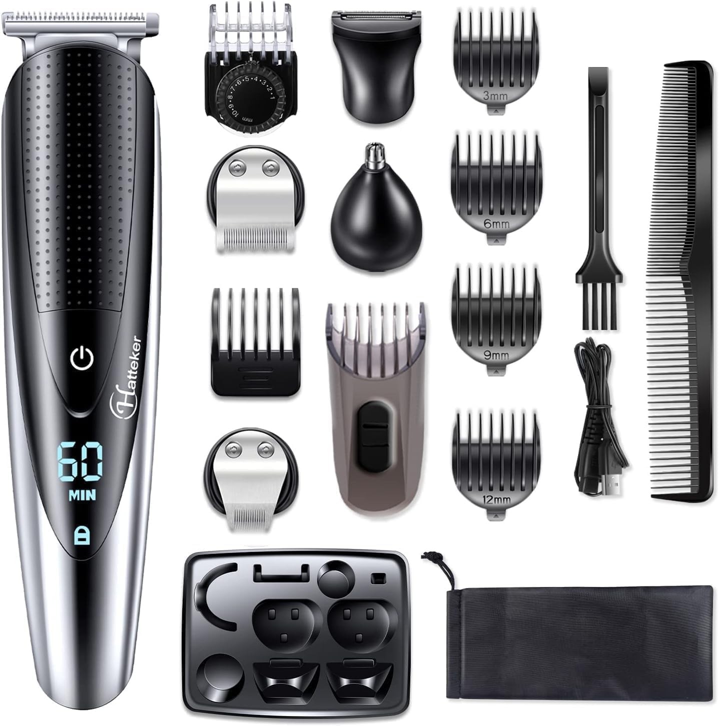 Hatteker 5-in-1 Beard Trimmer Kit, Cordless, Waterproof, USB Charge