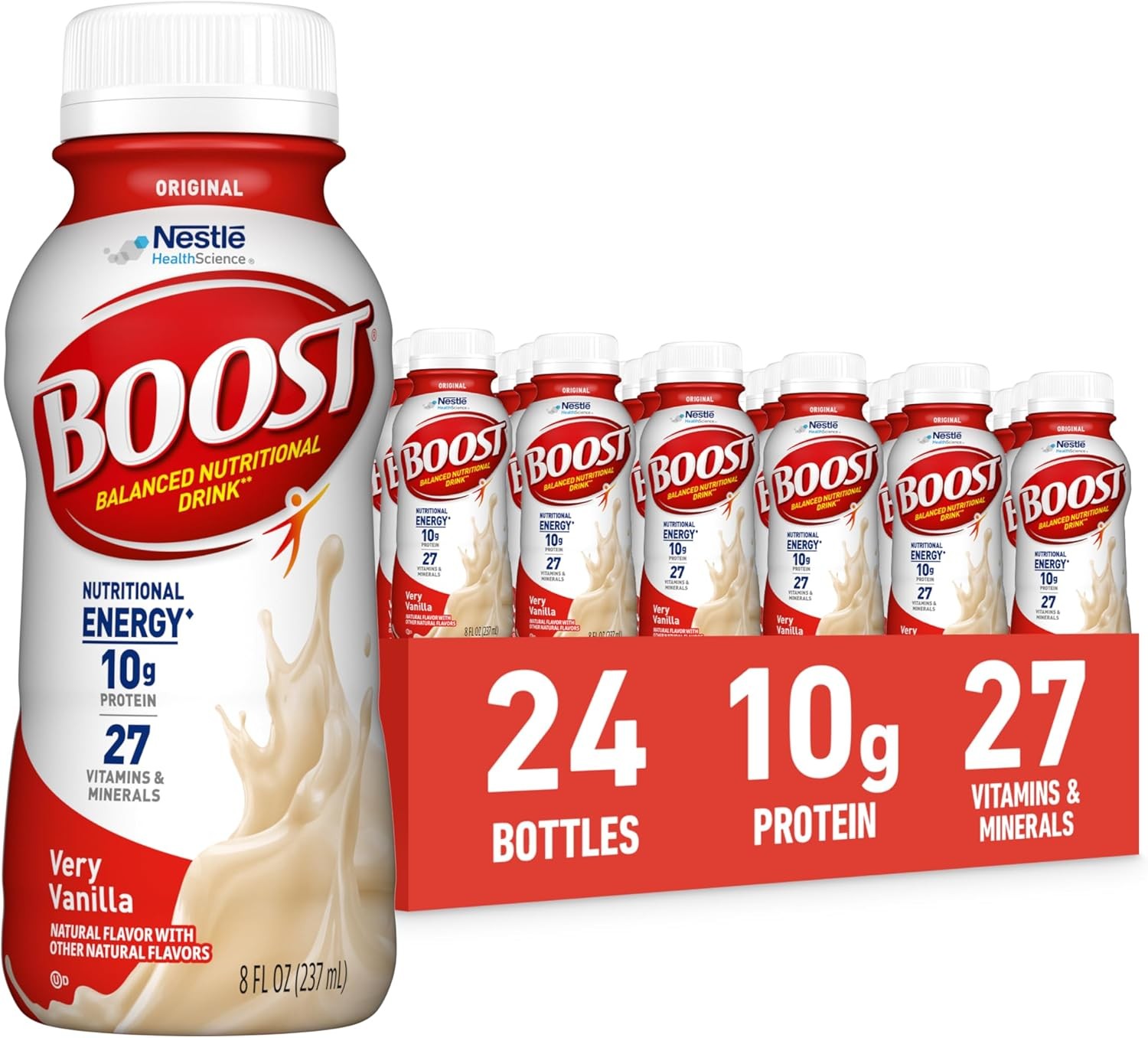 BOOST Original Ready to Drink Nutritional Drinks, Very Vanilla, 8 Fl Oz (24 PK)