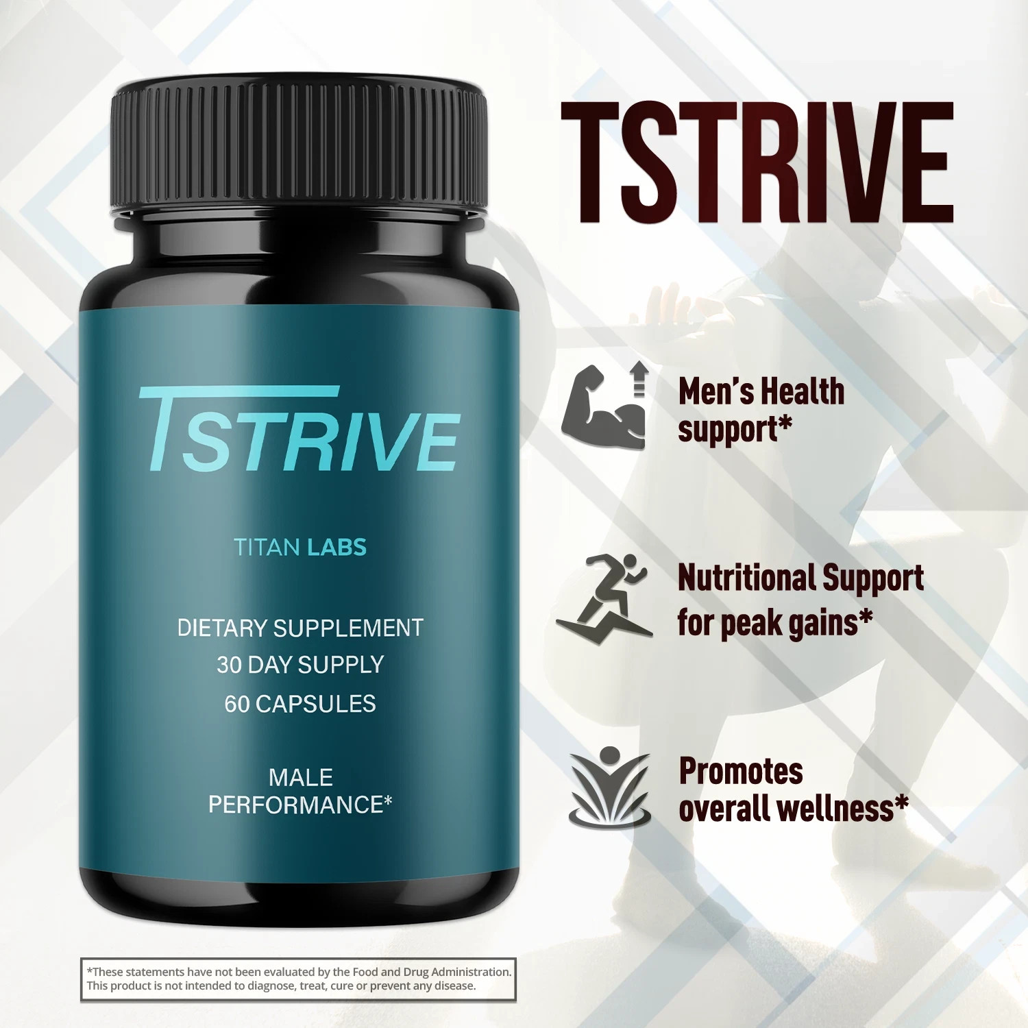 (2 Pack) Tstrive Advanced Male Support Performance Supplement 60 Capsules